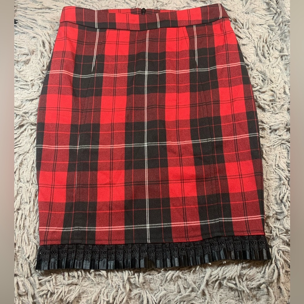 Vintage Y2K Arden B plaid pleated pencil skirt sz 2